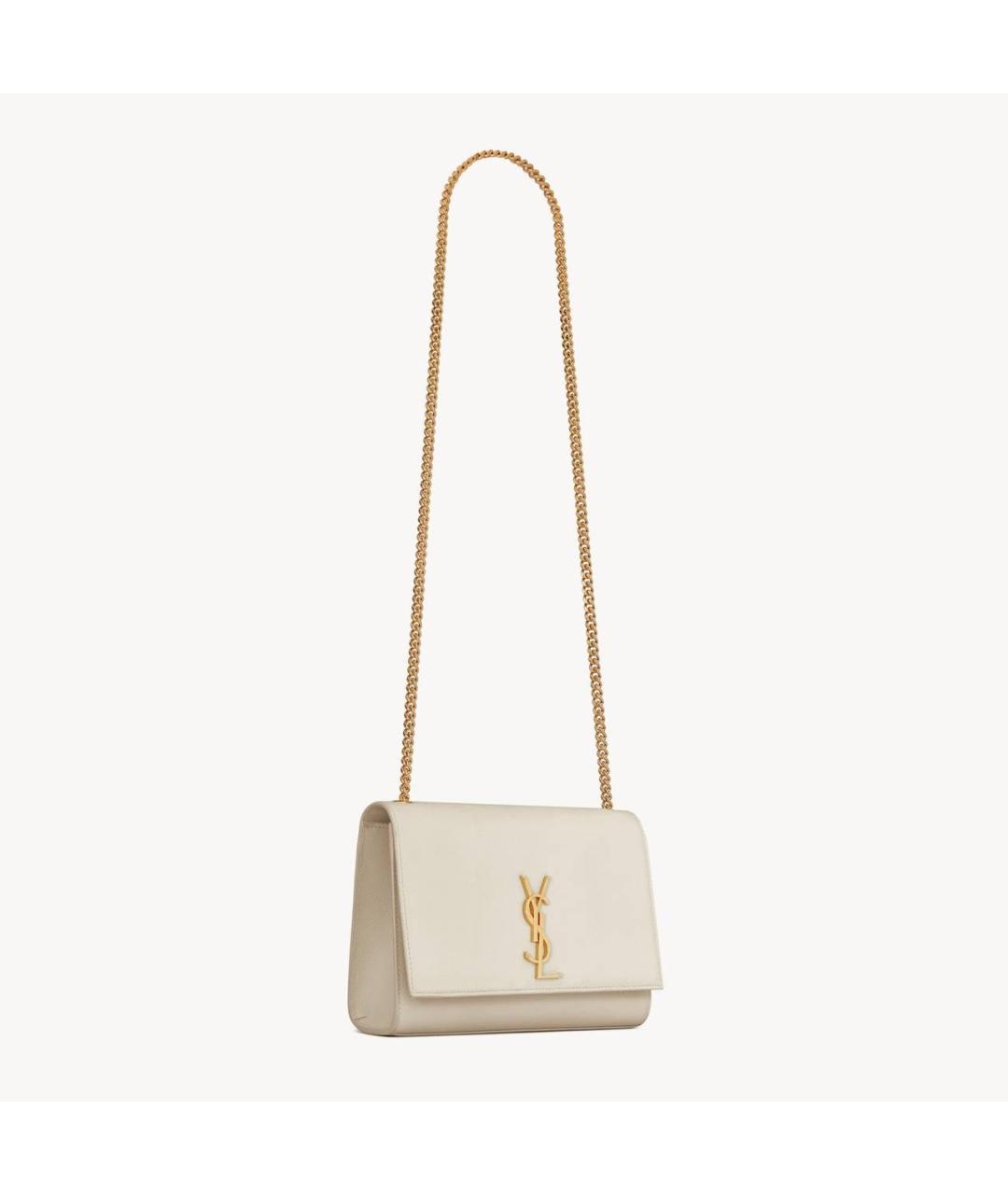 SAINT LAURENT Белая кожаная сумка через плечо, фото 3