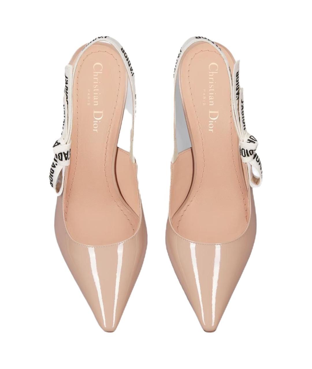 CHRISTIAN DIOR Бежевые туфли из лакированной кожи, фото 5