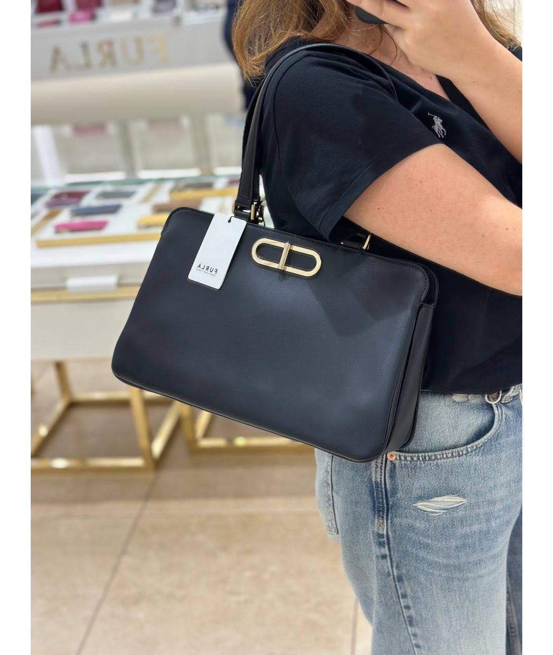 FURLA Черная кожаная сумка через плечо, фото 3