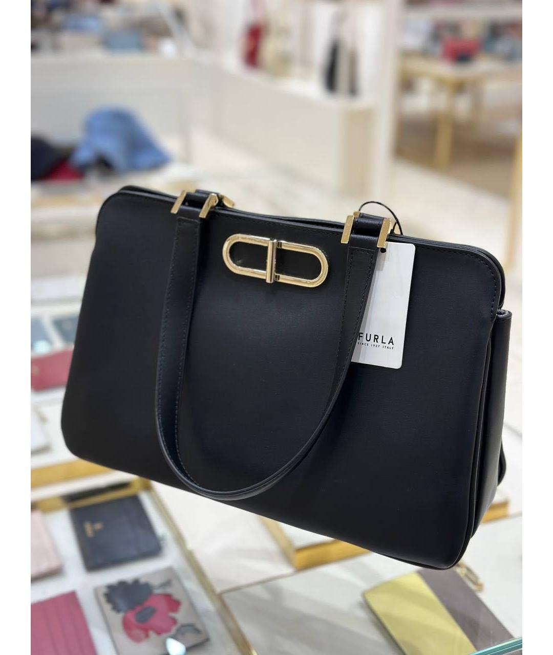 FURLA Черная кожаная сумка через плечо, фото 5