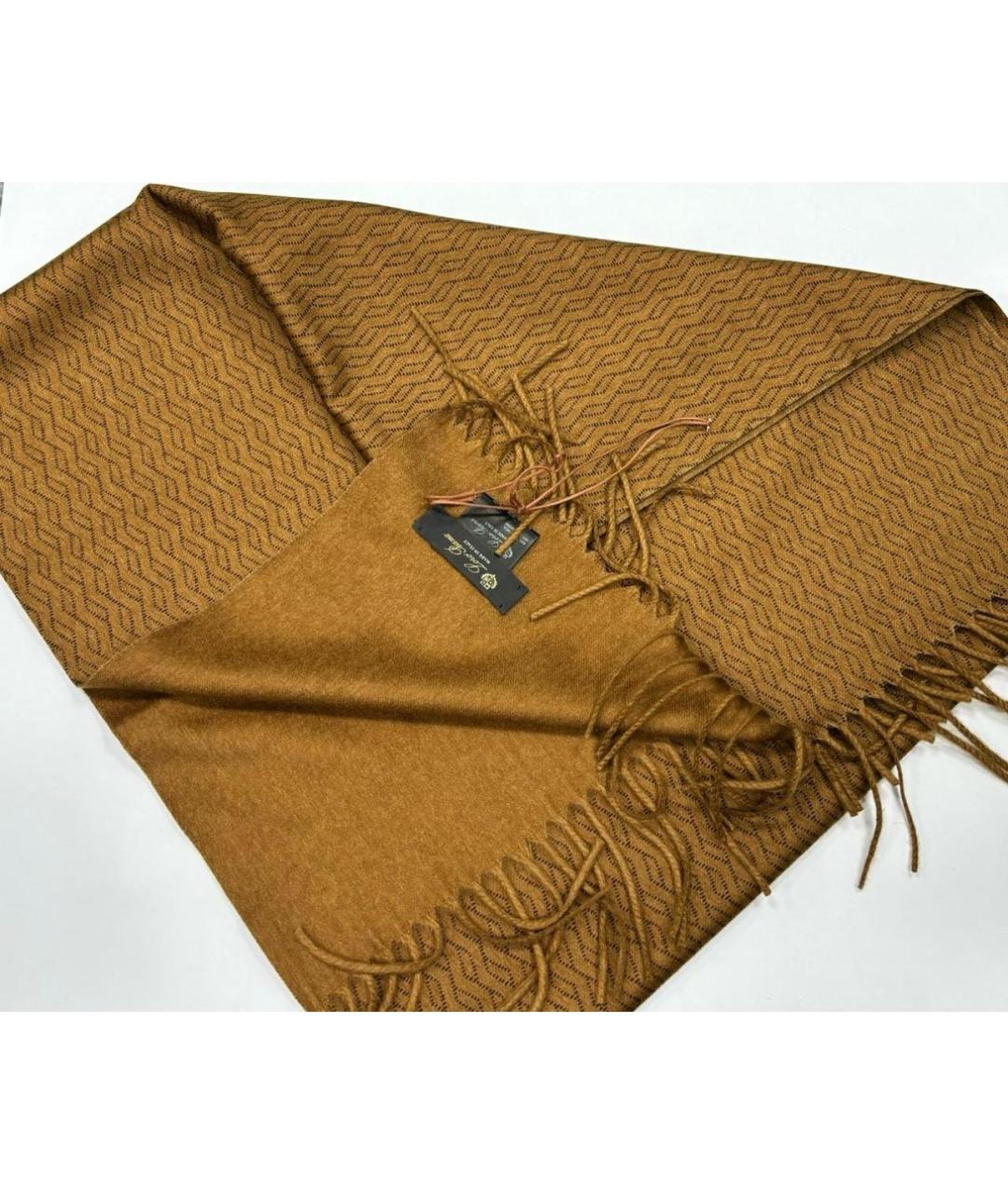 LORO PIANA Бежевый шелковый шарф, фото 2