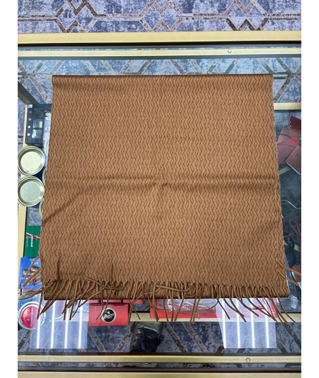 LORO PIANA Бежевый шелковый шарф, фото 4