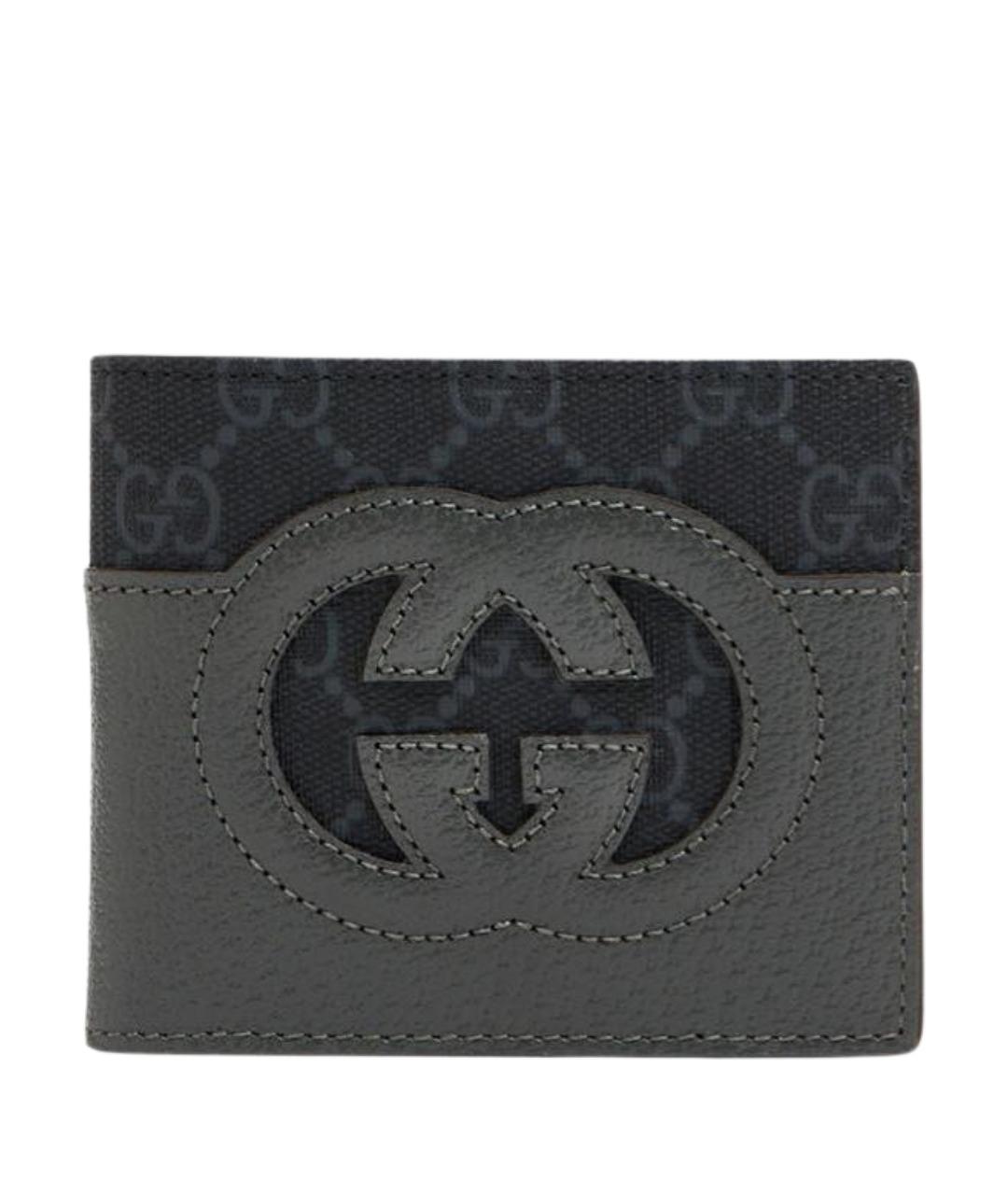 GUCCI Антрацитовый кожаный кошелек, фото 1