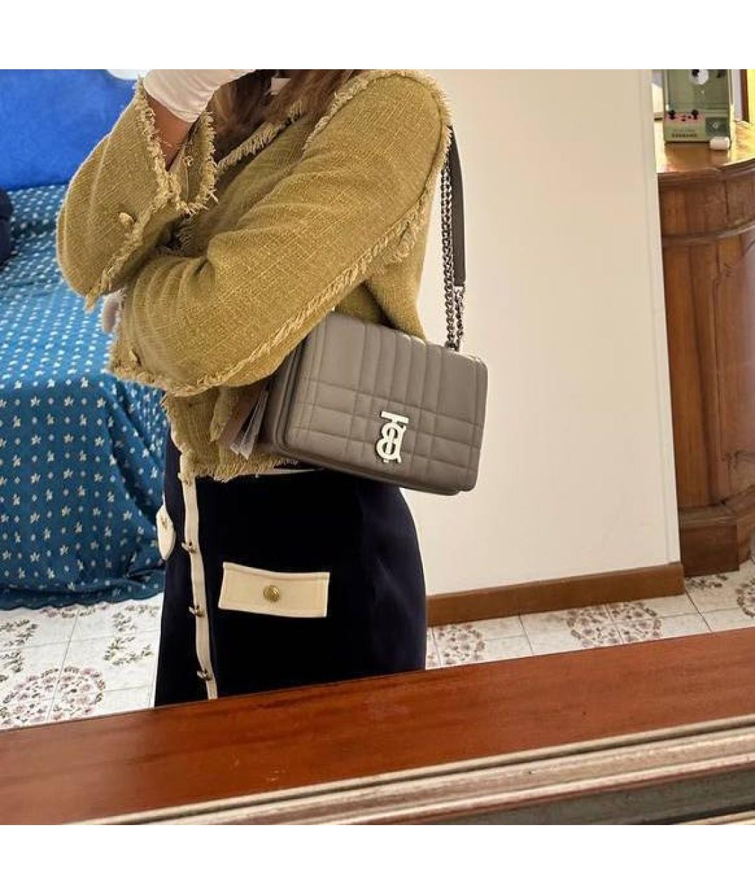 BURBERRY Серая кожаная сумка через плечо, фото 3