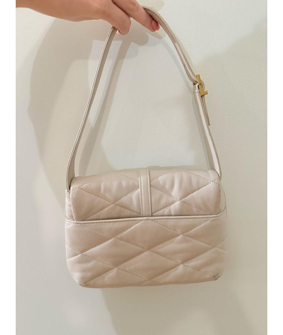 SAINT LAURENT Белая кожаная сумка с короткими ручками, фото 2