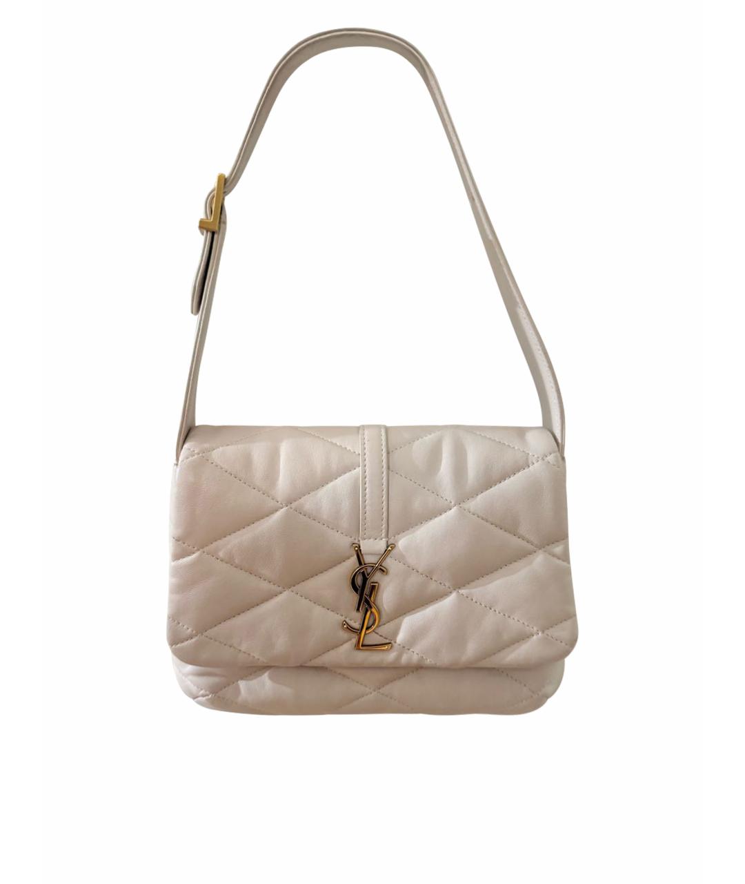 SAINT LAURENT Белая кожаная сумка с короткими ручками, фото 1