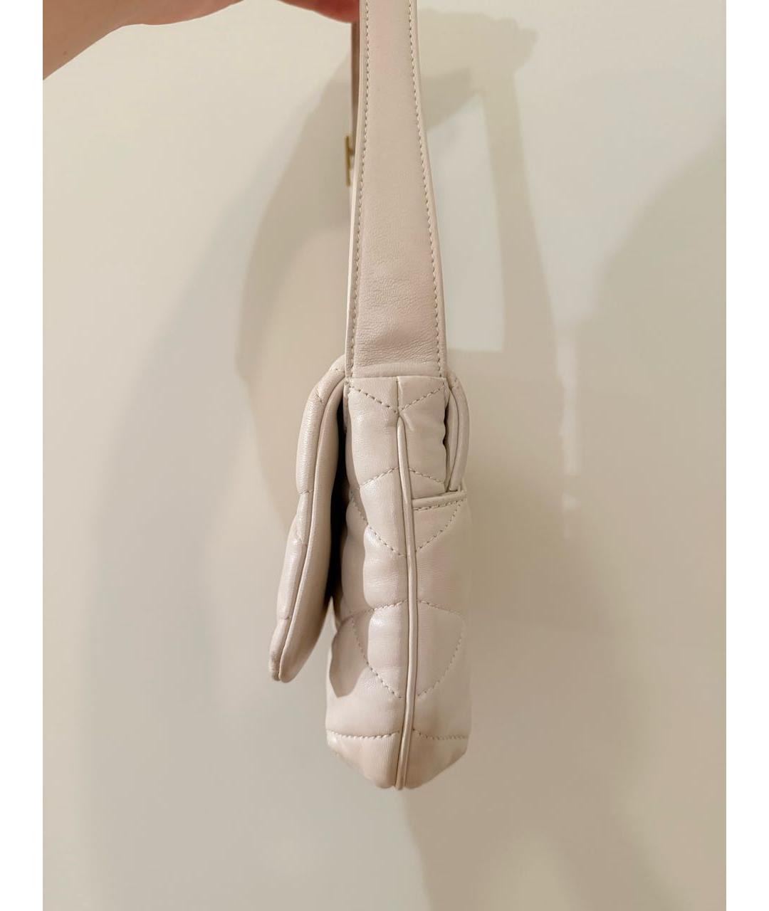 SAINT LAURENT Белая кожаная сумка с короткими ручками, фото 3