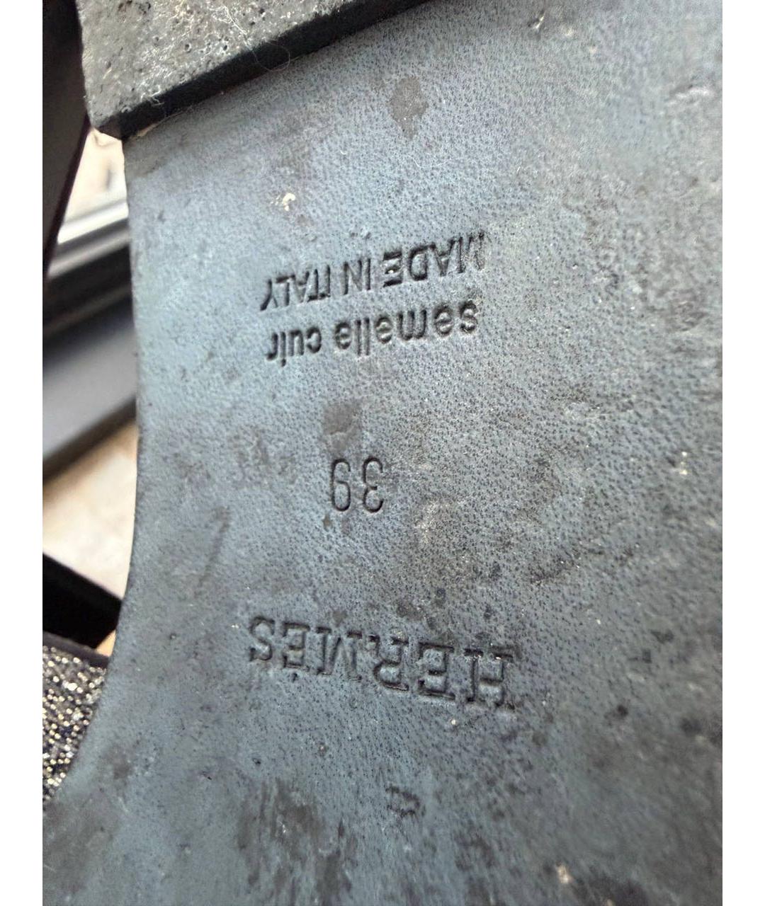 HERMES Черные текстильные сандалии, фото 6