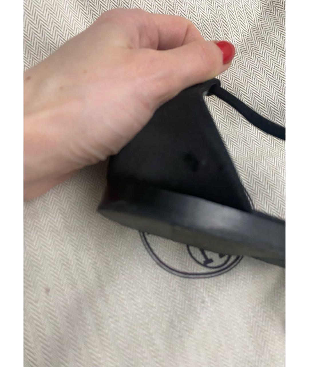 HERMES Черные текстильные сандалии, фото 7