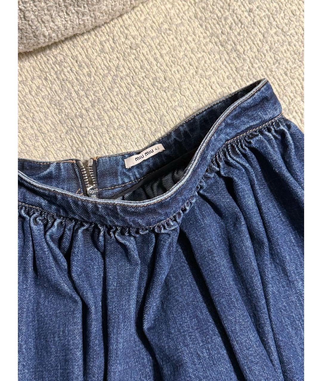 MIU MIU Синяя деним юбка мини, фото 4