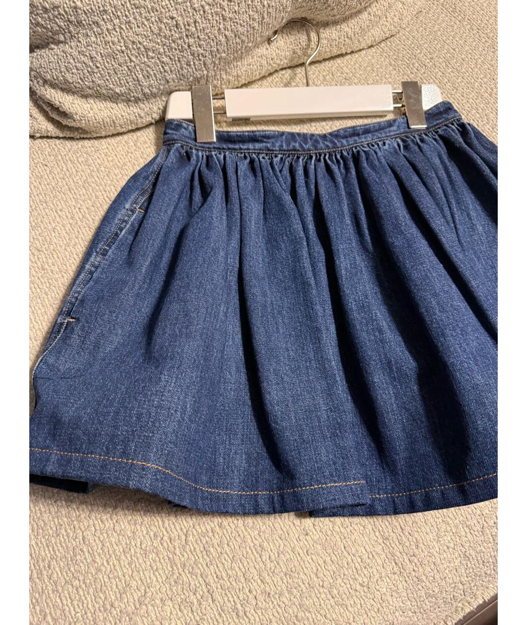MIU MIU Синяя деним юбка мини, фото 5