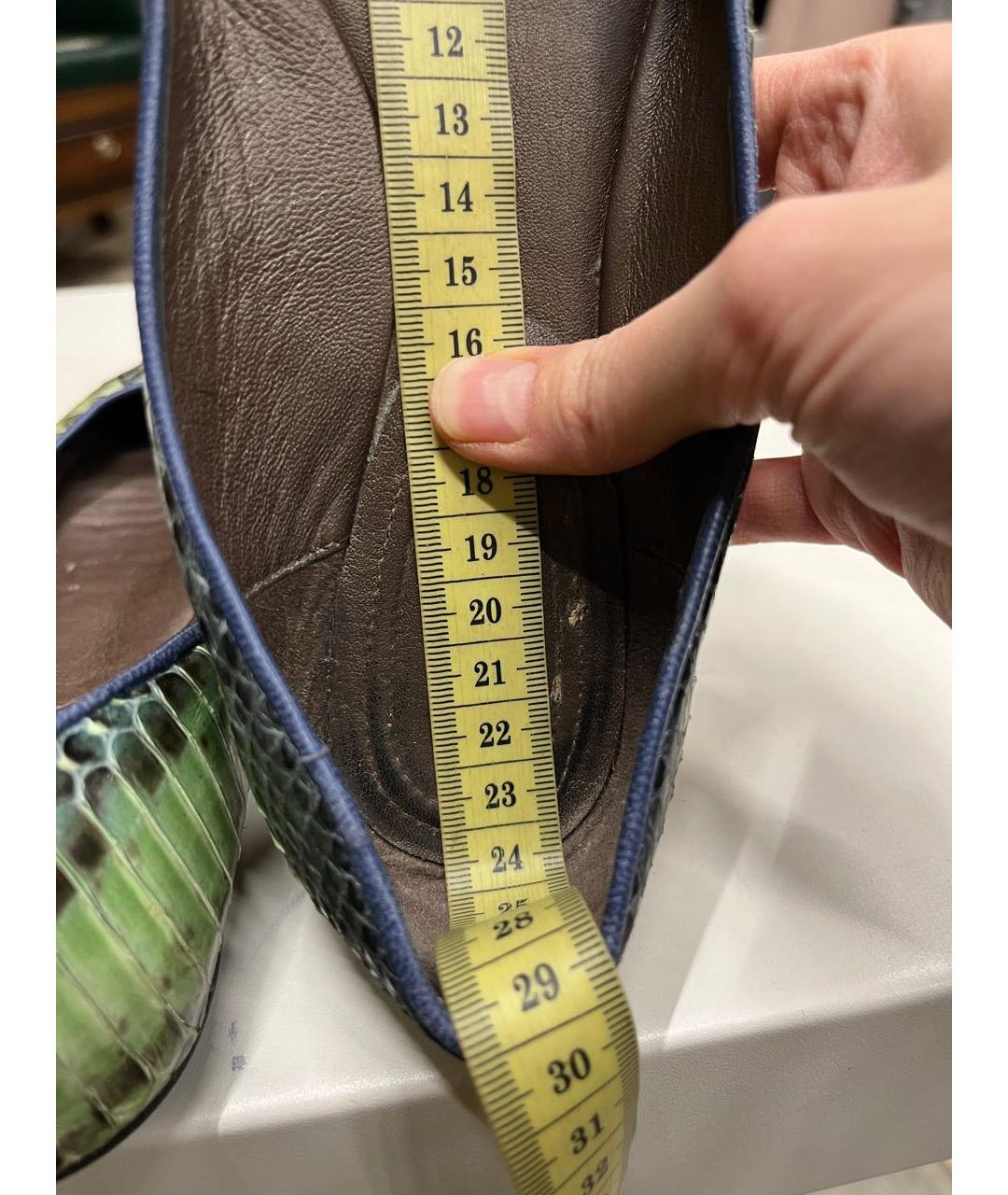 ROBERTO CAVALLI Зеленые кожаные балетки, фото 2