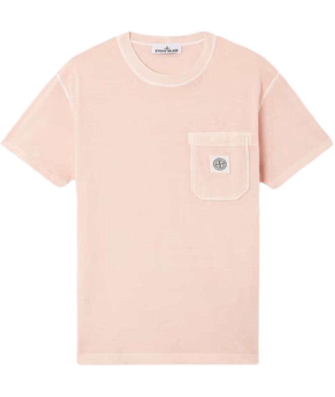 STONE ISLAND Розовая хлопковая футболка, фото 1