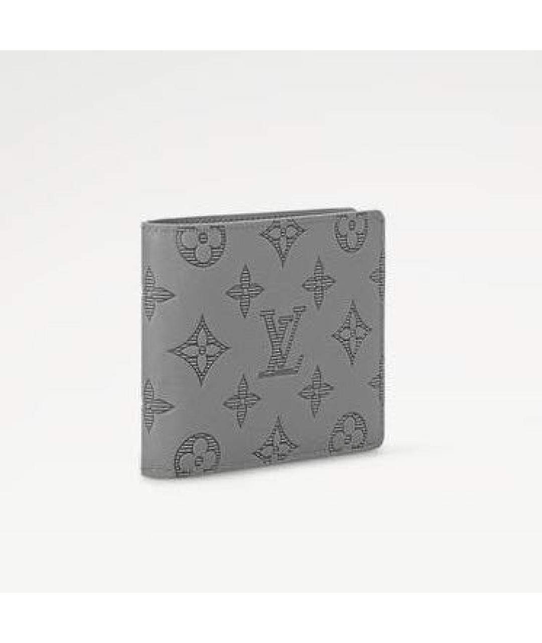 LOUIS VUITTON Серый кожаный кошелек, фото 3