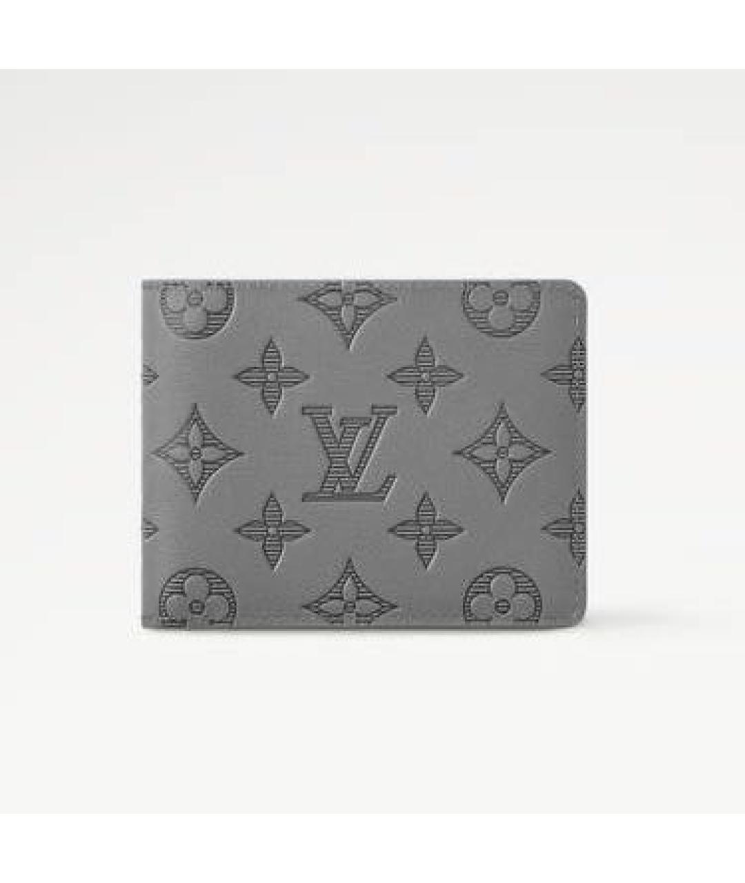 LOUIS VUITTON Серый кожаный кошелек, фото 8