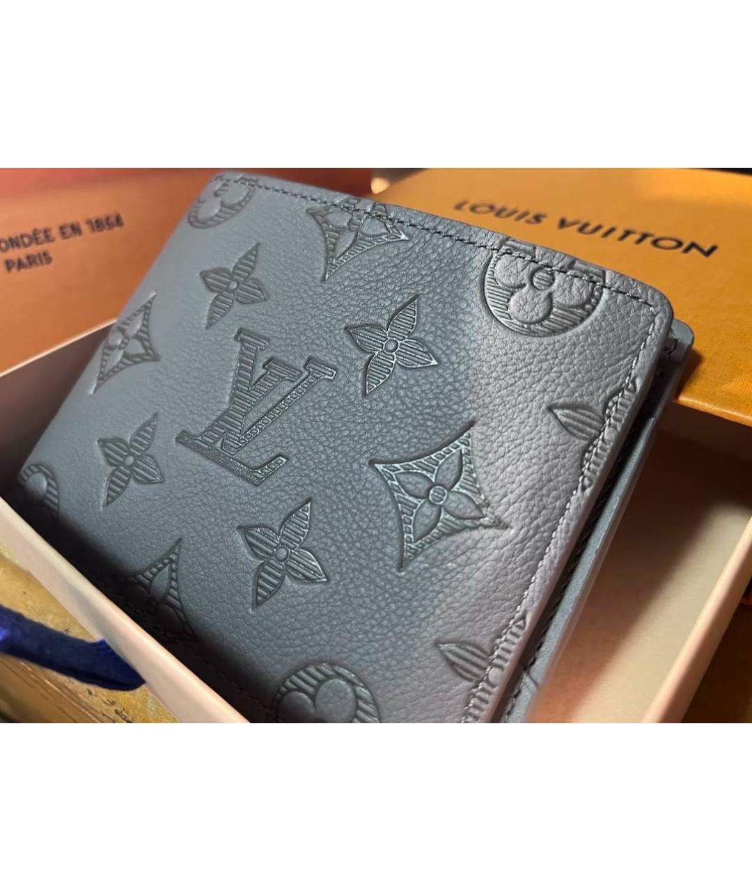 LOUIS VUITTON Серый кожаный кошелек, фото 7