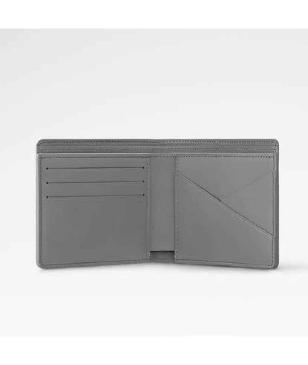 LOUIS VUITTON Серый кожаный кошелек, фото 4