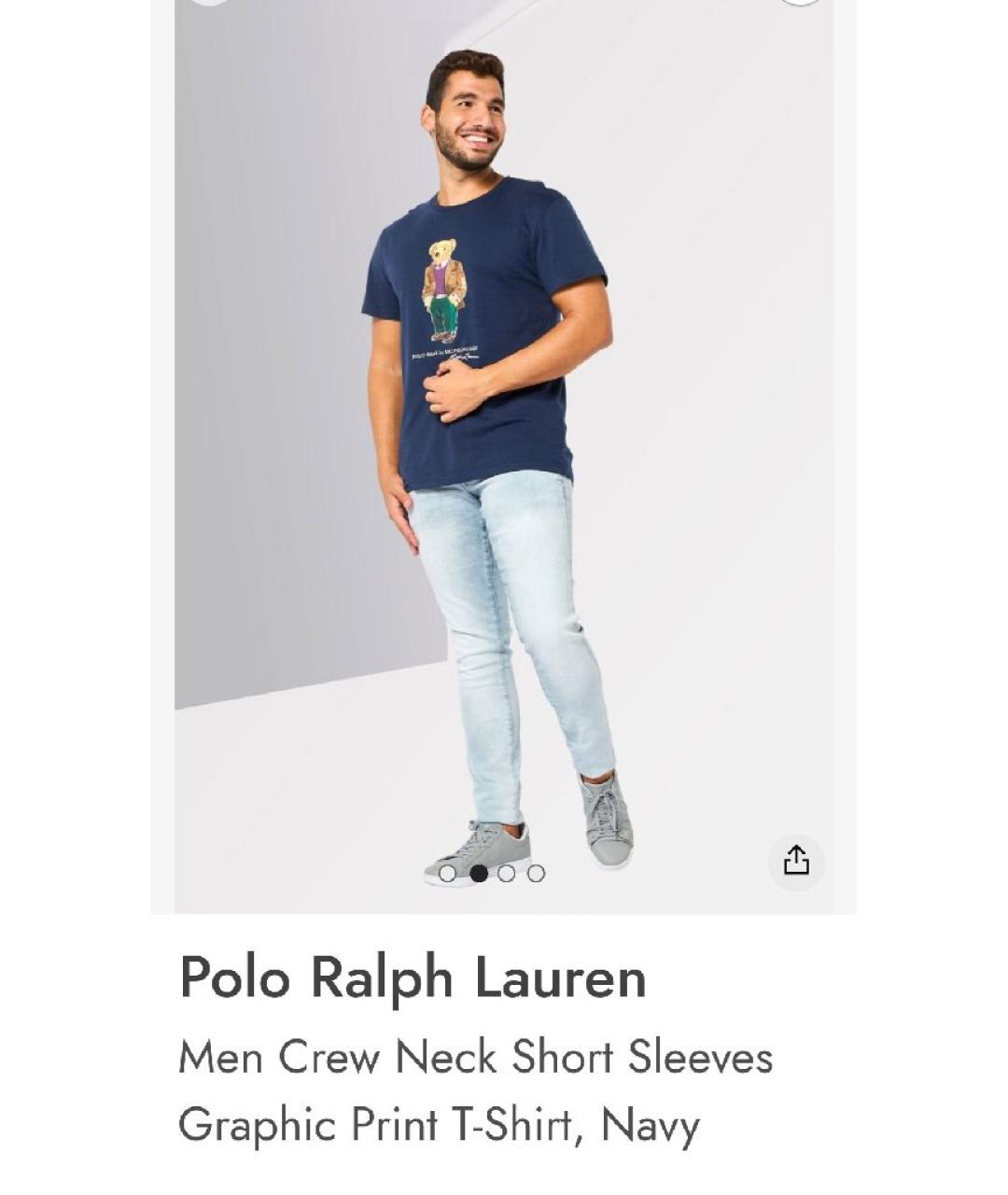 POLO RALPH LAUREN Темно-синяя хлопковая футболка, фото 7