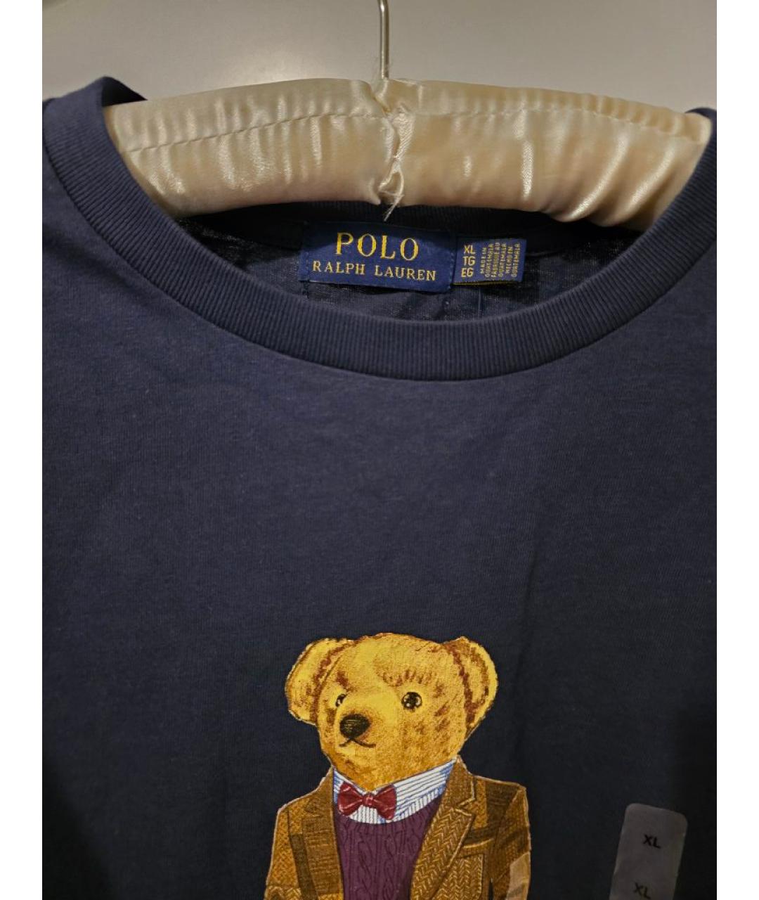 POLO RALPH LAUREN Темно-синяя хлопковая футболка, фото 3