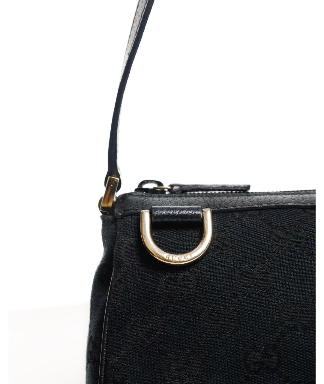 GUCCI Черная жаккардовая сумка с короткими ручками, фото 7
