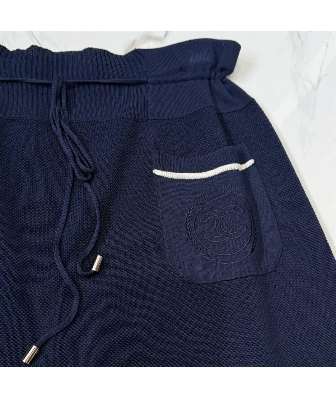 CHANEL Темно-синяя хлопковая юбка мини, фото 5