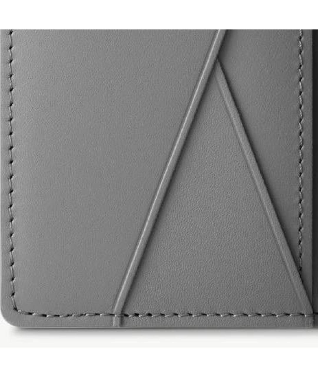 LOUIS VUITTON Серый кожаный кардхолдер, фото 4