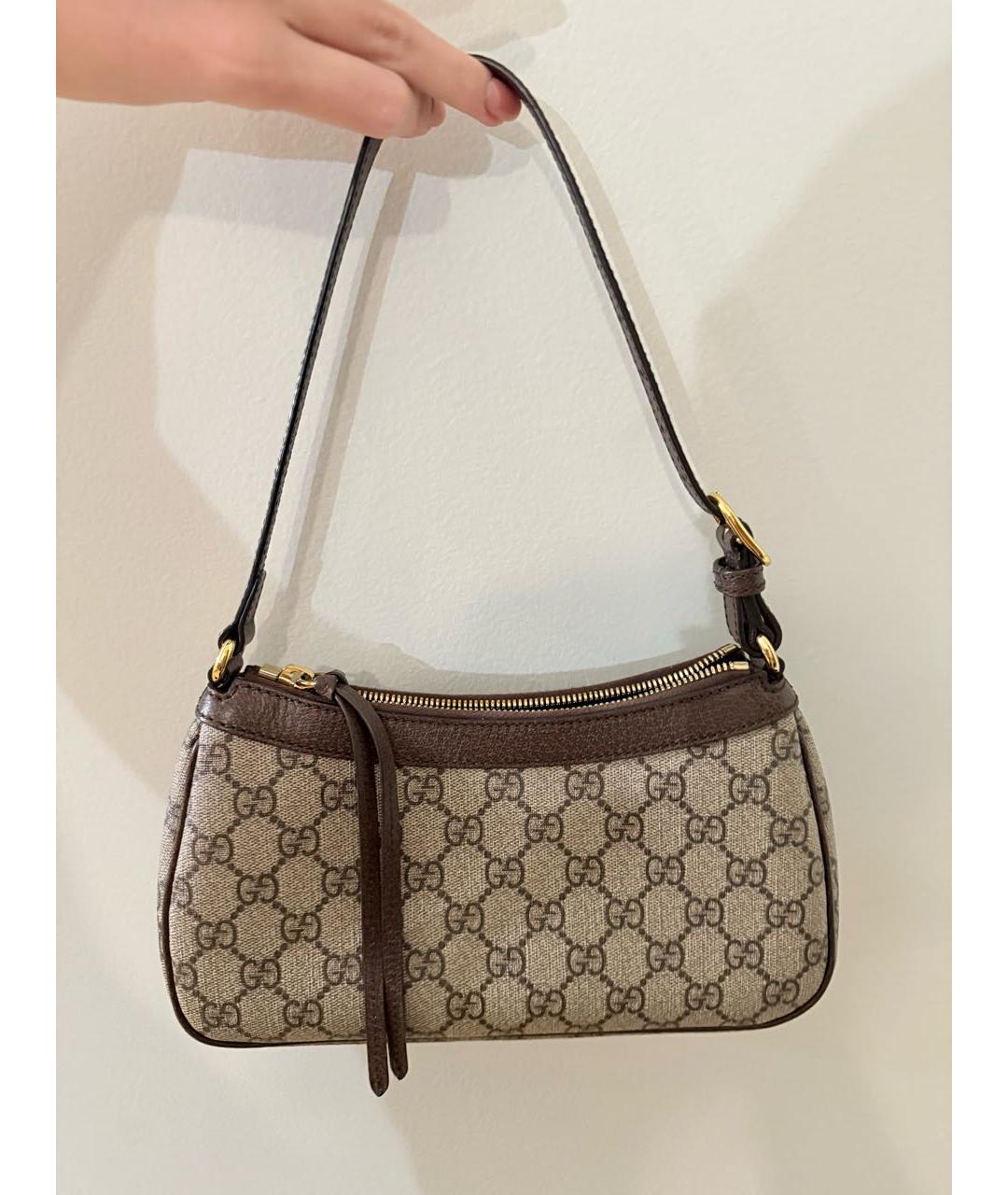 GUCCI Бежевая кожаная сумка с короткими ручками, фото 2