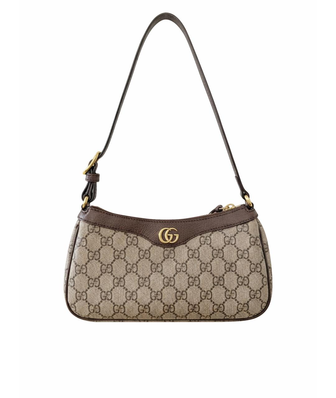 GUCCI Бежевая кожаная сумка с короткими ручками, фото 1