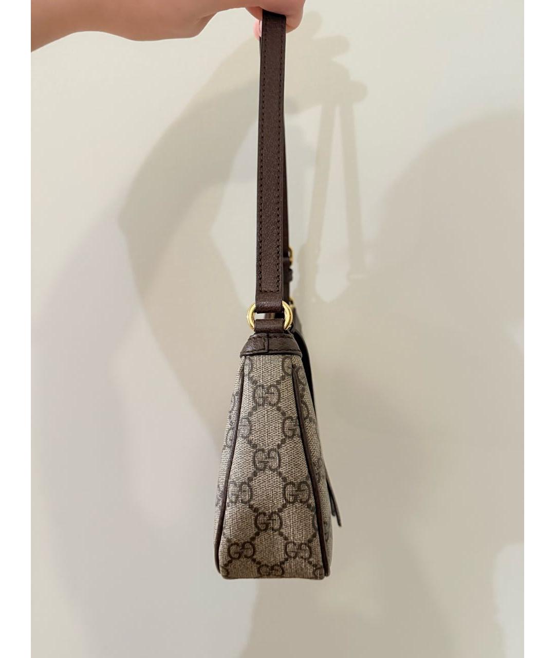 GUCCI Бежевая кожаная сумка с короткими ручками, фото 3