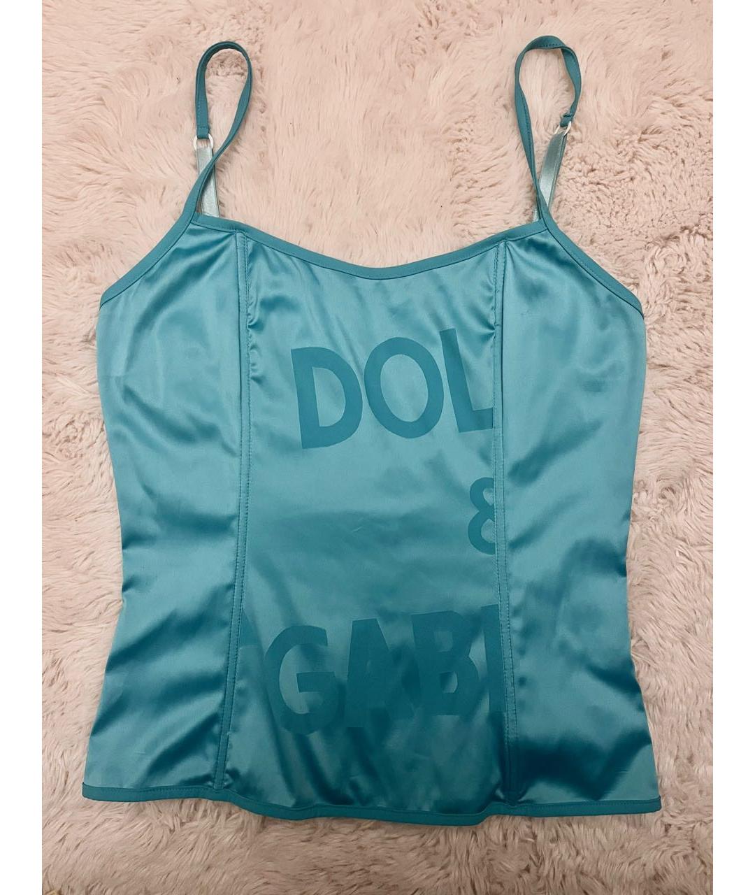 DOLCE&GABBANA Бирюзовый полиэстеровый корсет, фото 3
