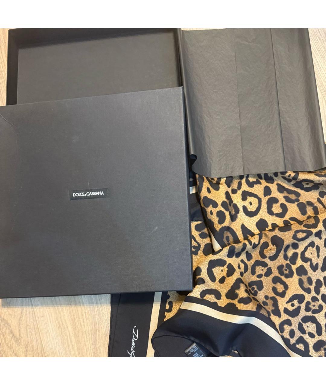 DOLCE&GABBANA Коричневый шелковый платок, фото 4