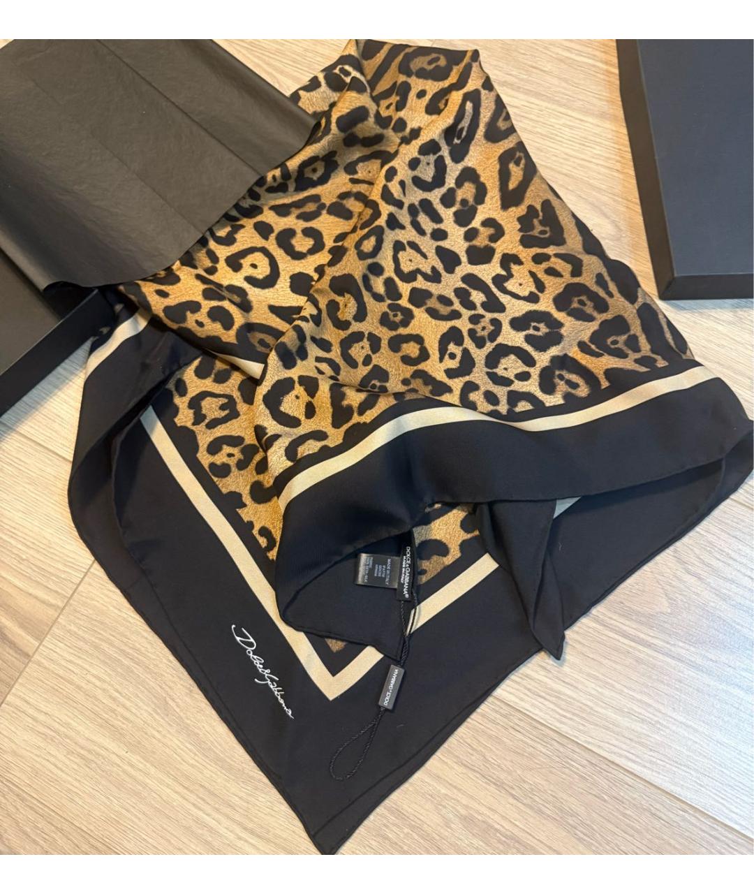 DOLCE&GABBANA Коричневый шелковый платок, фото 5