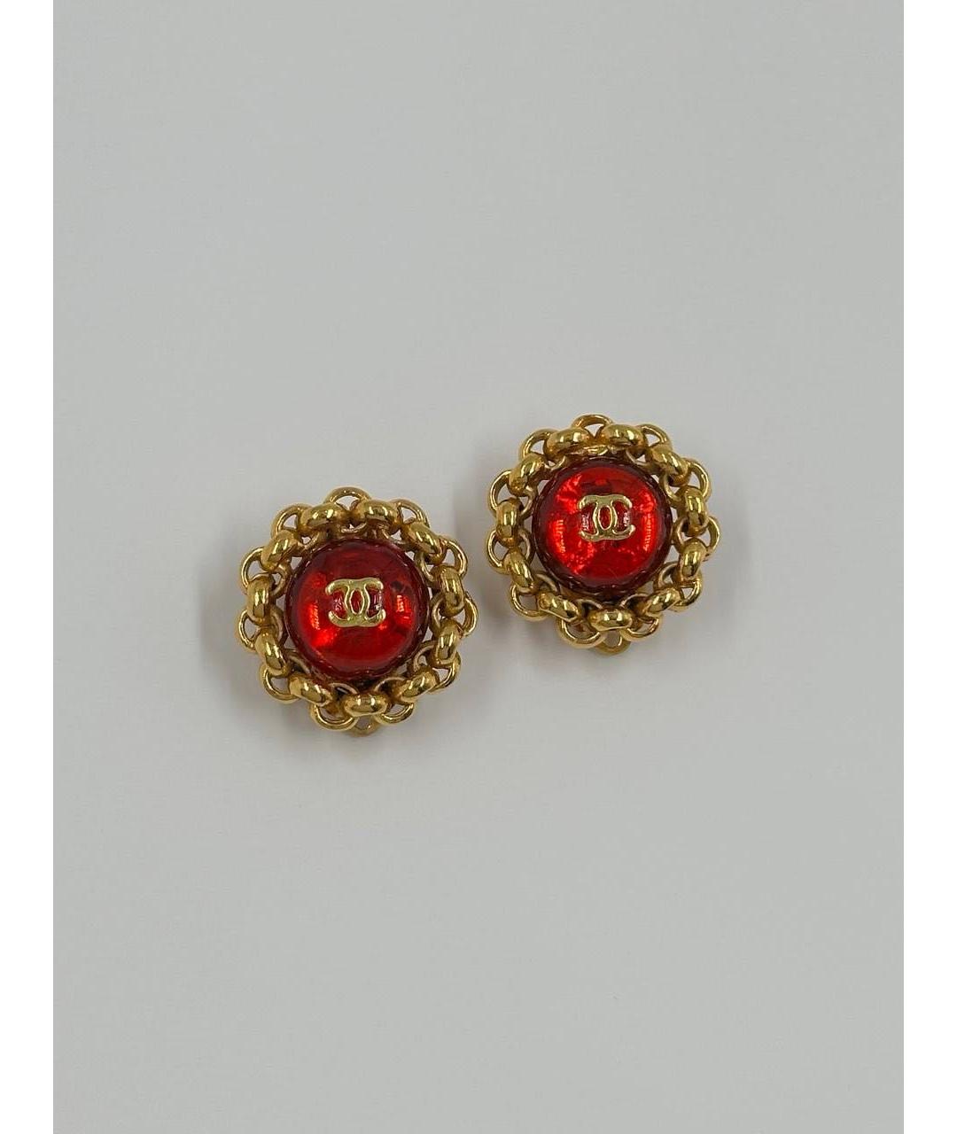 CHANEL Красные позолоченные клипсы, фото 9