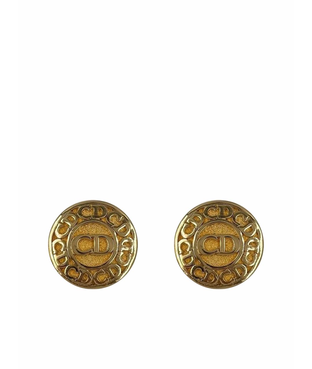 CHRISTIAN DIOR Золотые позолоченные клипсы, фото 1