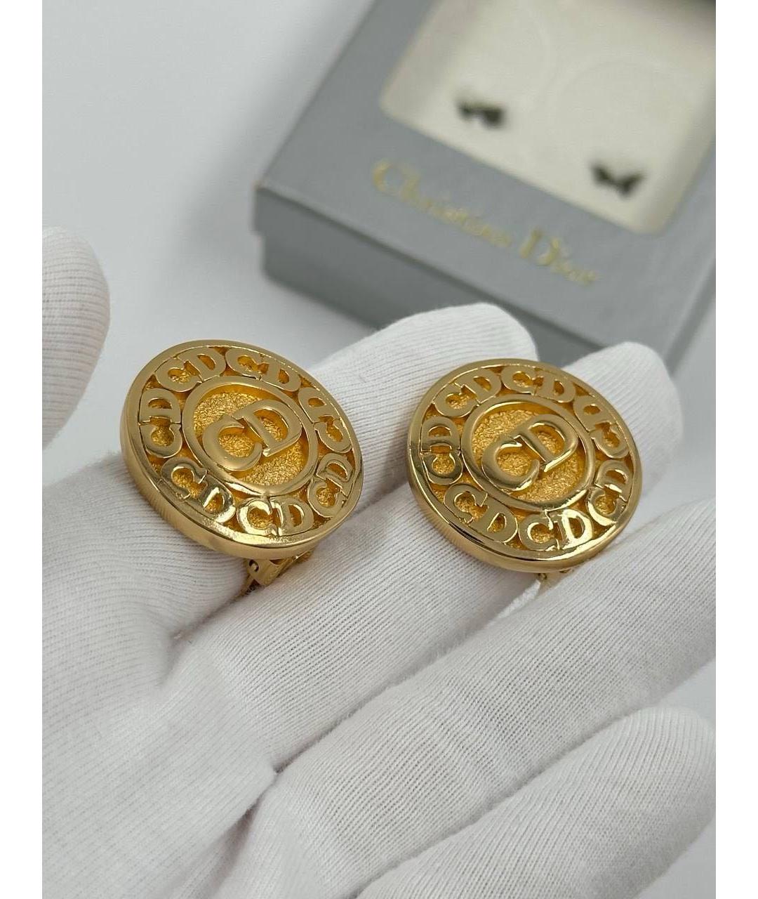 CHRISTIAN DIOR Золотые позолоченные клипсы, фото 3