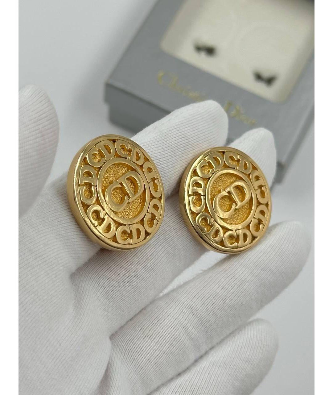 CHRISTIAN DIOR Золотые позолоченные клипсы, фото 4