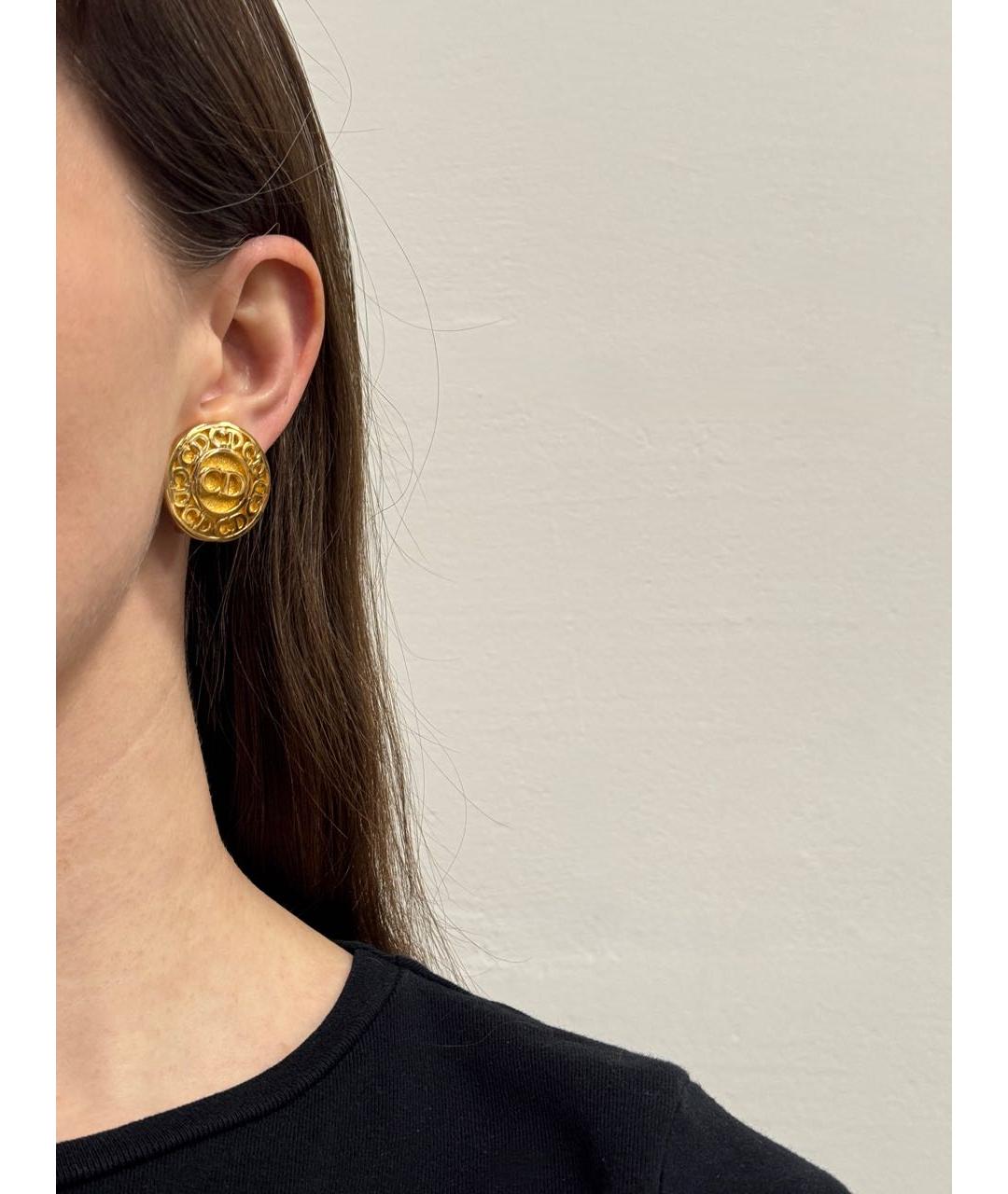 CHRISTIAN DIOR Золотые позолоченные клипсы, фото 7