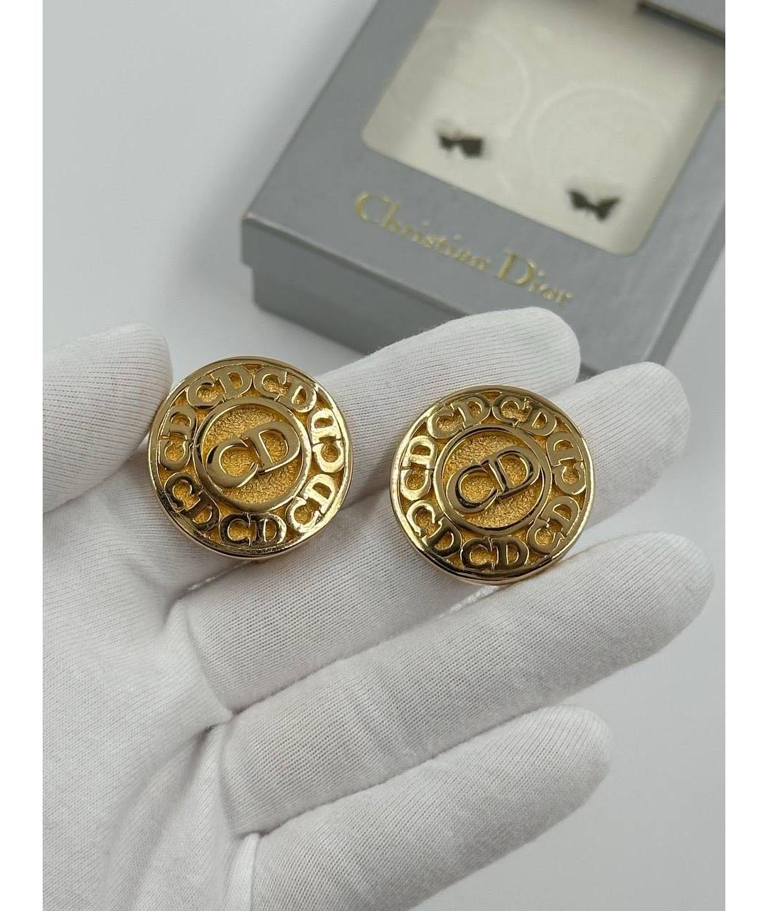 CHRISTIAN DIOR Золотые позолоченные клипсы, фото 2