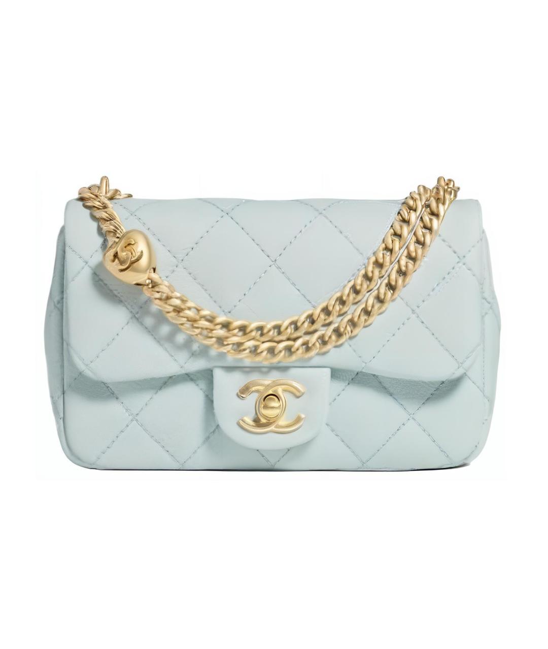 CHANEL Голубая кожаная сумка через плечо, фото 1