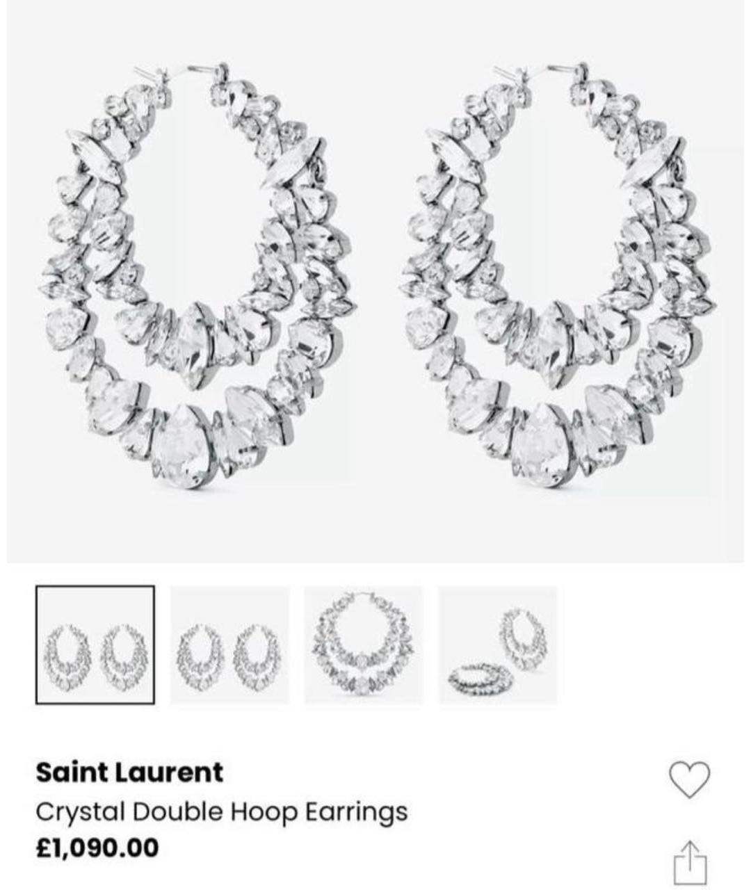 SAINT LAURENT Серебряные металлические серьги, фото 7