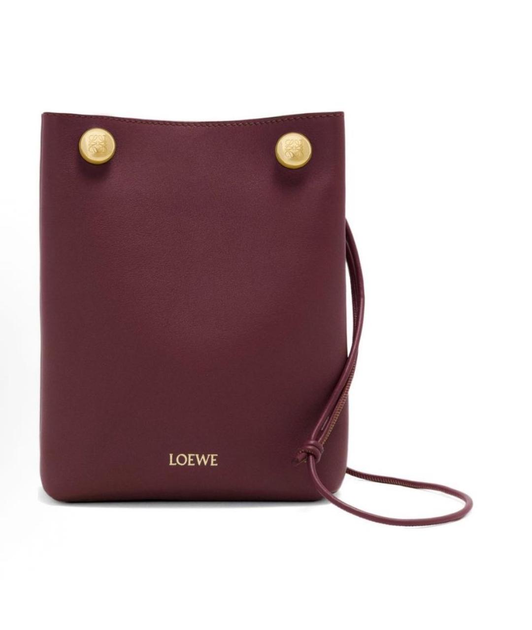 LOEWE Бордовая кожаная сумка через плечо, фото 8