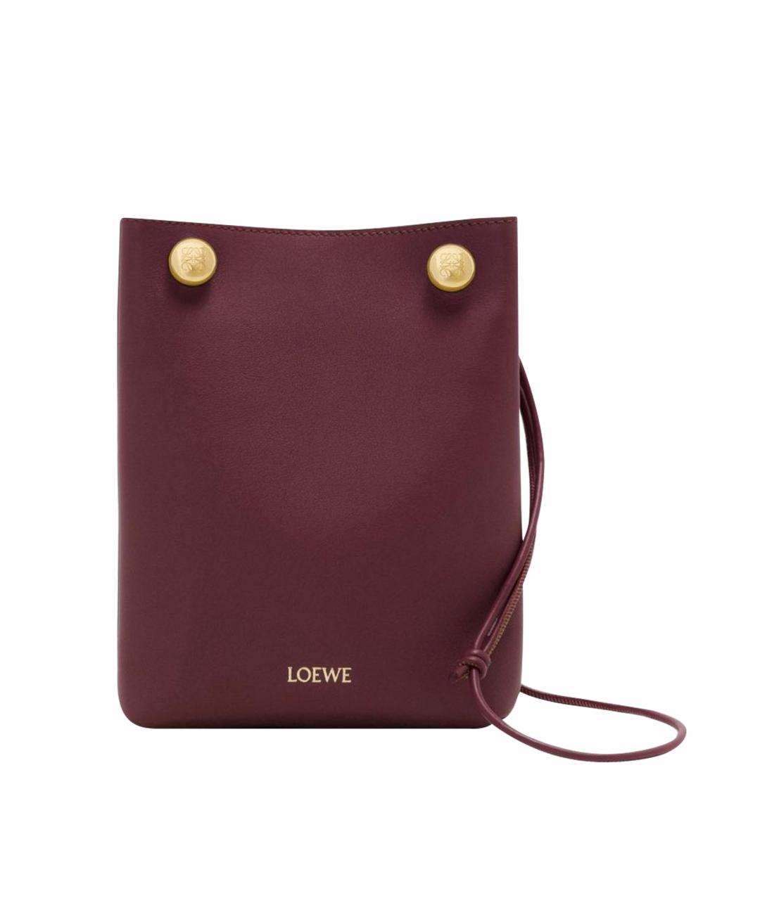 LOEWE Бордовая кожаная сумка через плечо, фото 1