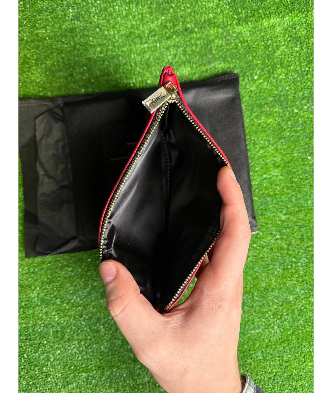SAINT LAURENT Красная кожаная косметичка, фото 4