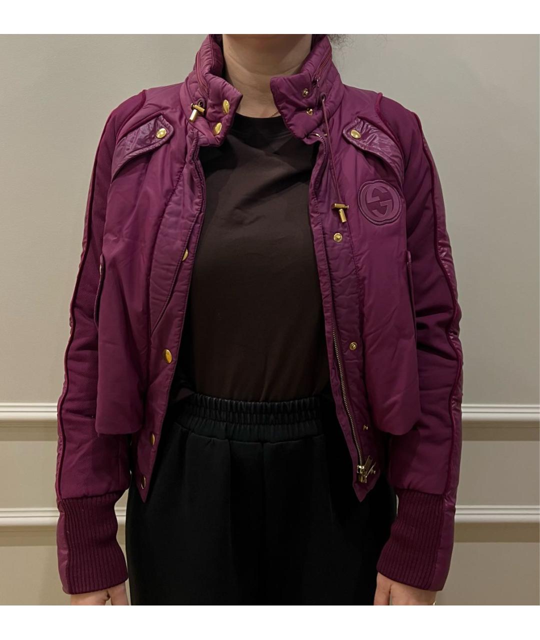 GUCCI Фиолетовый полиэстеровый пуховик, фото 3