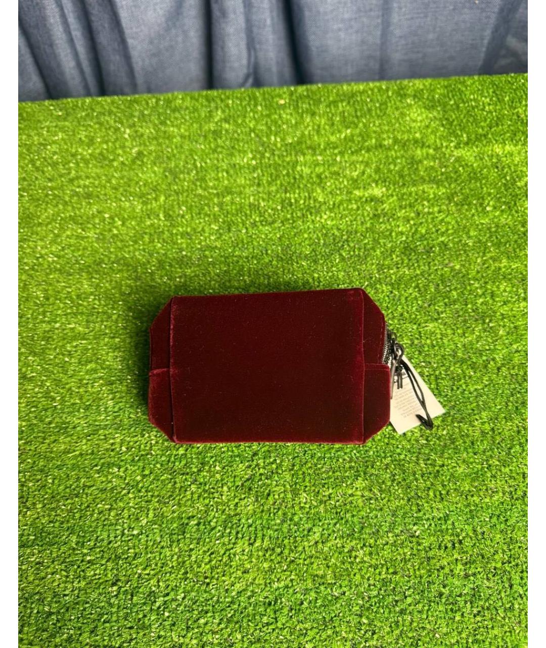 SAINT LAURENT Бордовая бархатная косметичка, фото 2