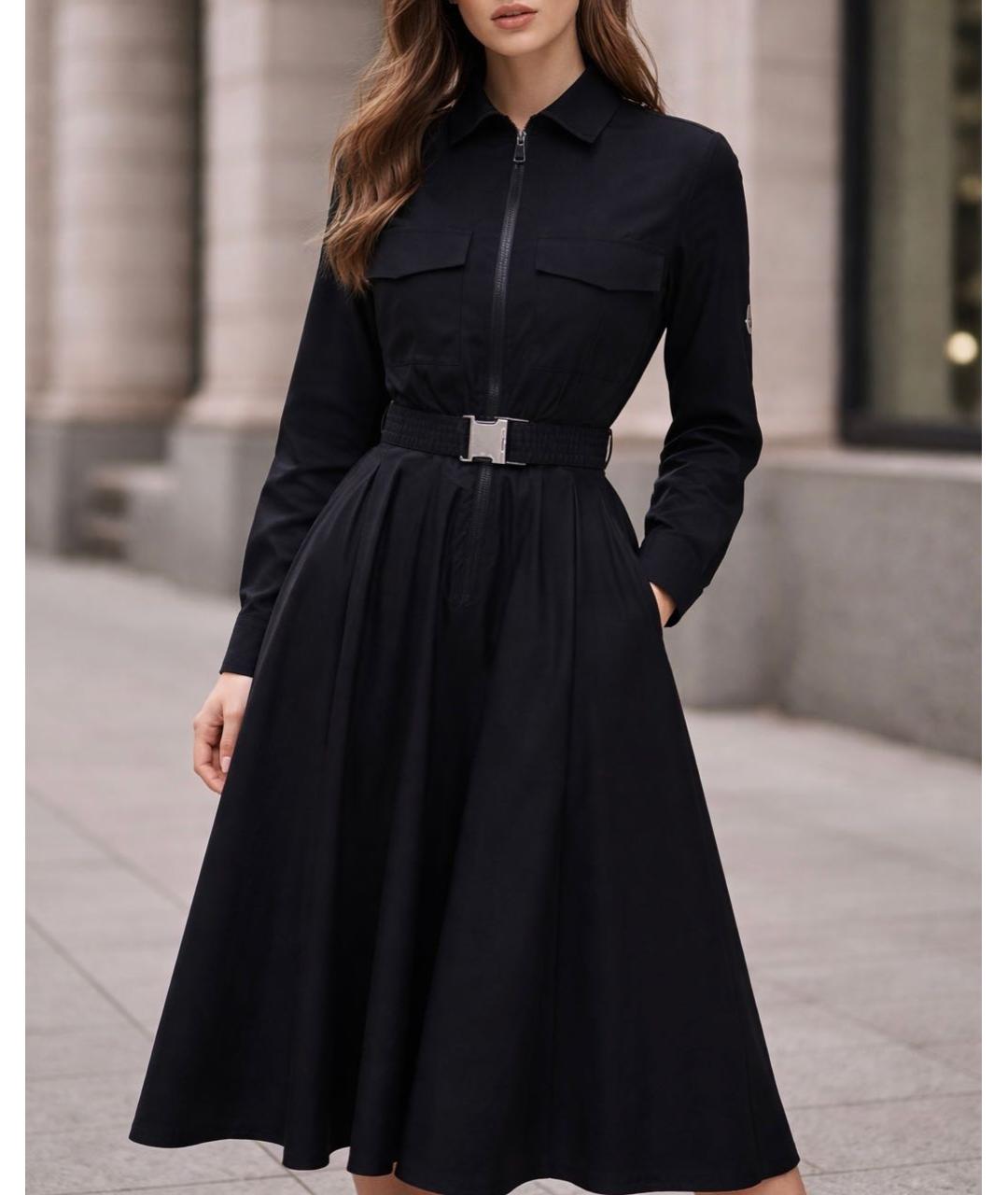 MONCLER Черное полиамидовое повседневное платье, фото 5