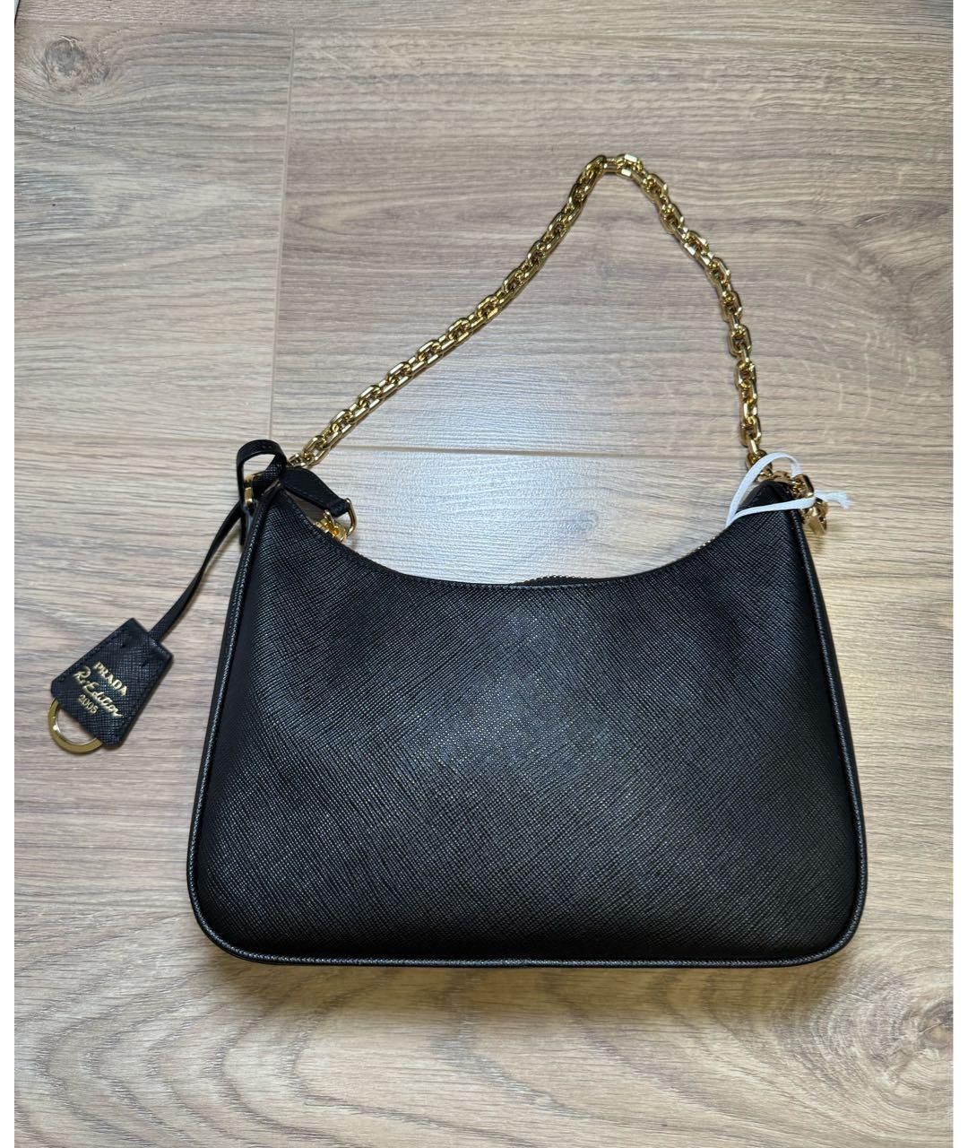 PRADA Черная кожаная сумка с короткими ручками, фото 3