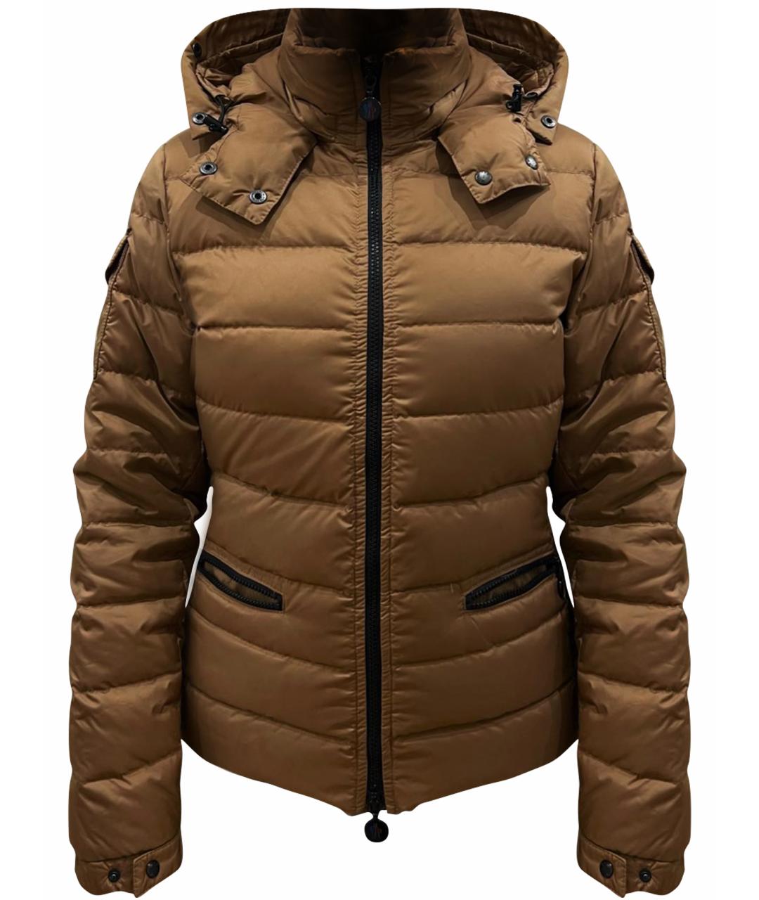 MONCLER Горчичный полиамидовый пуховик, фото 1