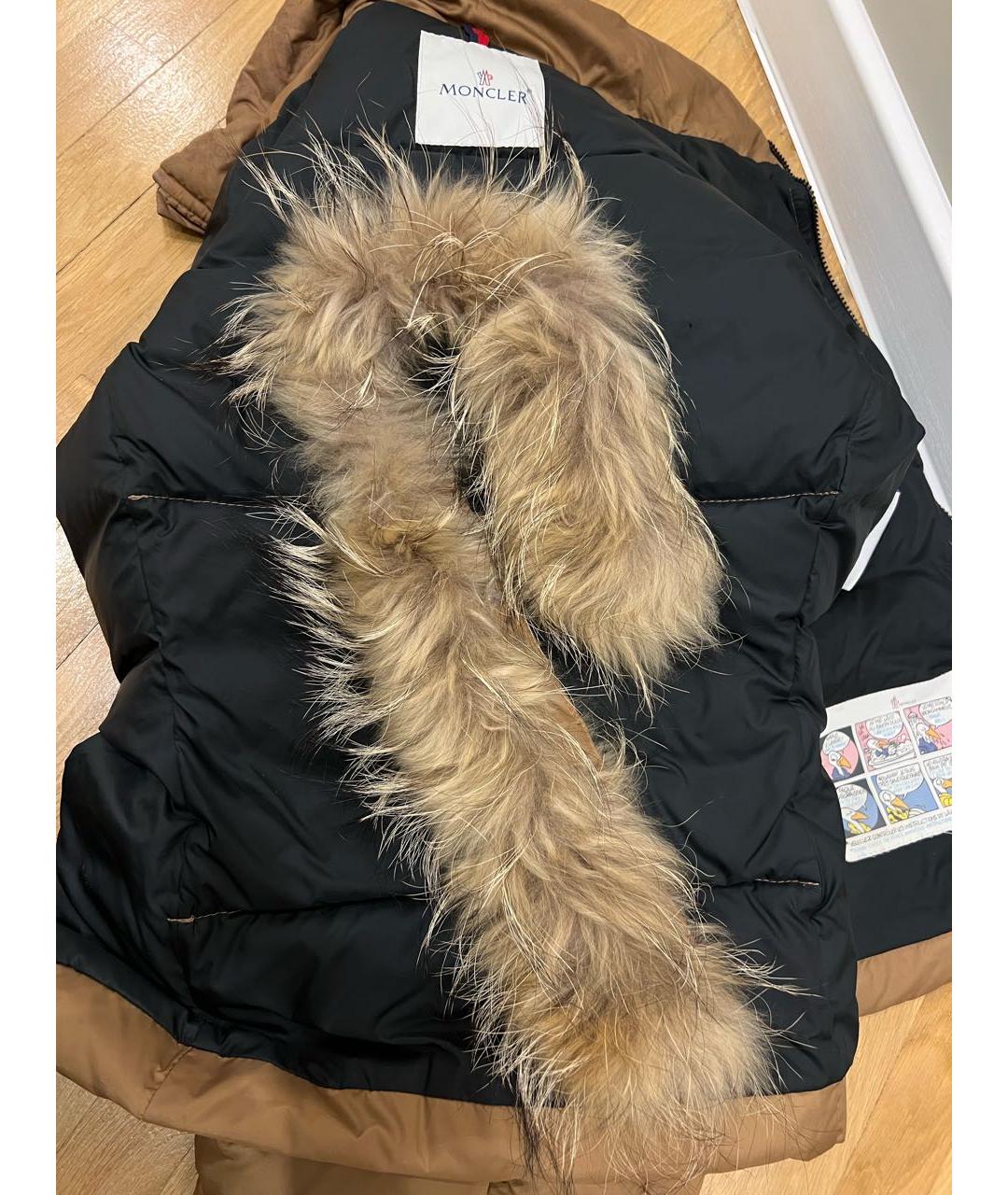 MONCLER Горчичный полиамидовый пуховик, фото 4