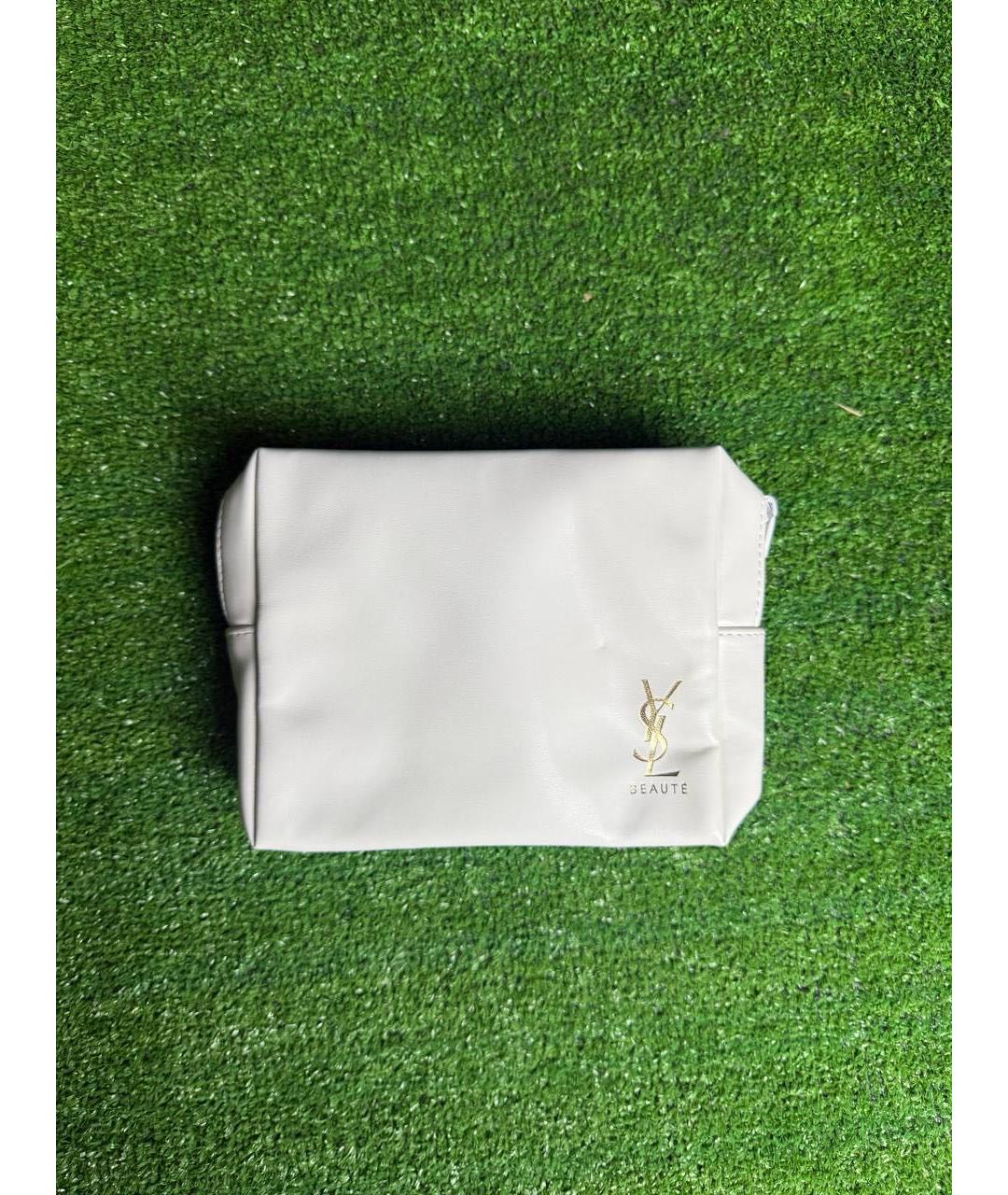 SAINT LAURENT Белая кожаная косметичка, фото 3